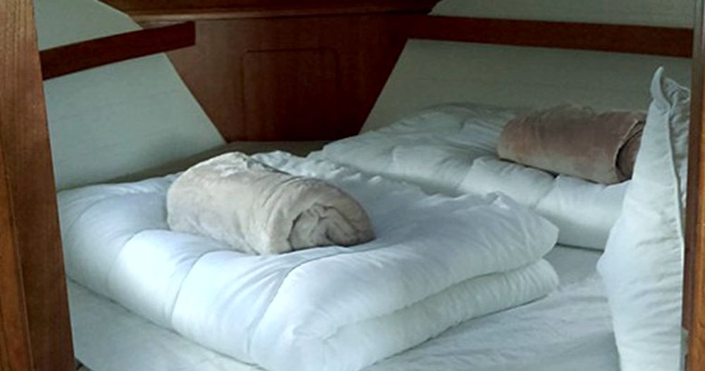 Blick in die Kajüte und Koje